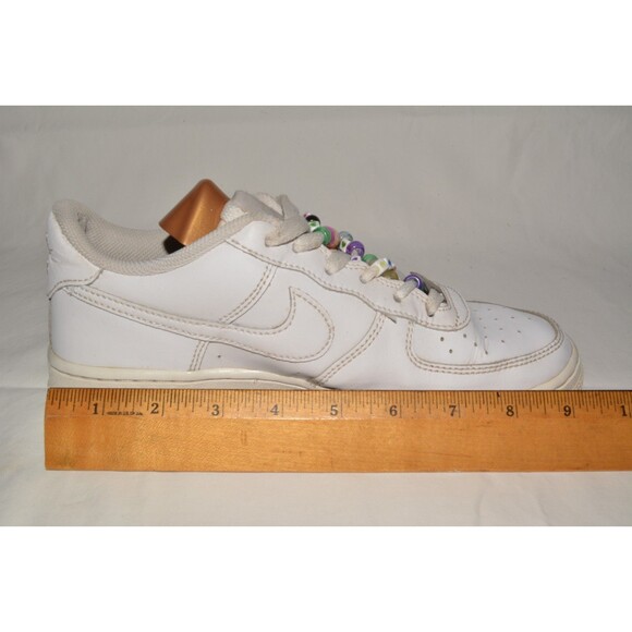 Nike Air Force 1 Sz 5.5Y Low White Leather Sneakers Youth GS Beaded Lace - Picture 8 of 8